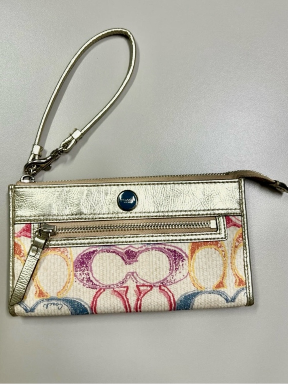 Coach Poppy Dream C Multi Color Zippy Wristlet